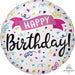 Happy Birthday Sparkle Banner 18" Round Holographic Foil Balloon