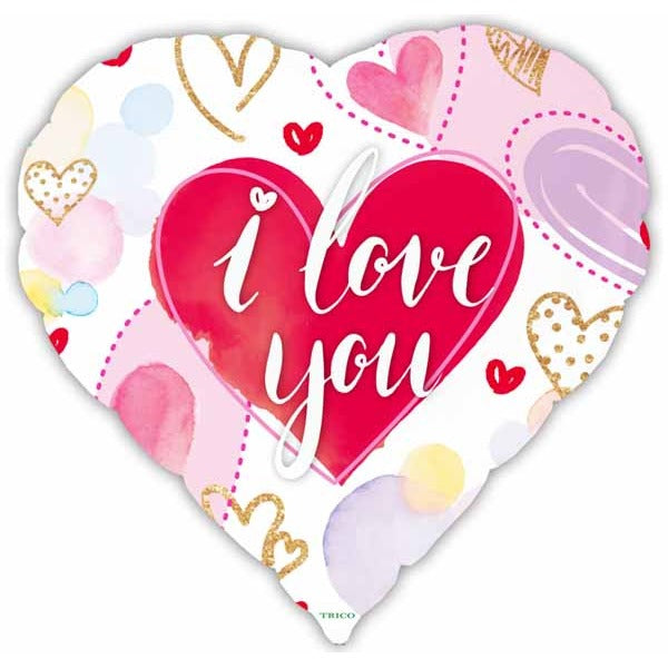 I Love You Pastel Heart Foil Balloon, 18 Inch