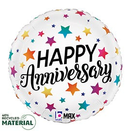 Colorful Anniversary 18-Inch Round Foil Balloon