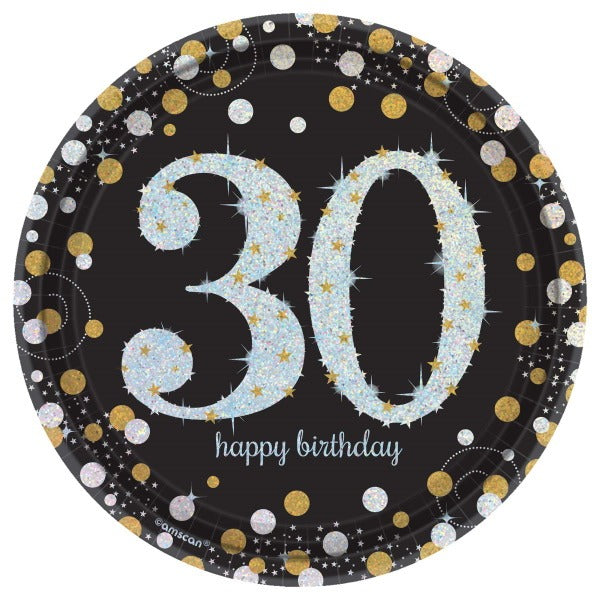 Sparkling Celebration 30th Birthday 7-Inch Plates, 8 Count