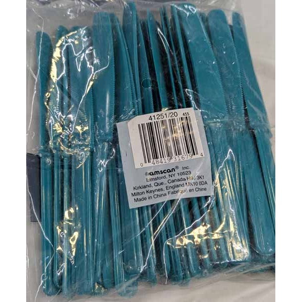 Teal Plastic Knives, 50 Pack