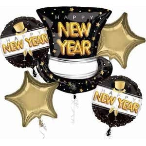 Pop Clink Cheers Happy New Year Foil Balloon Bouquet