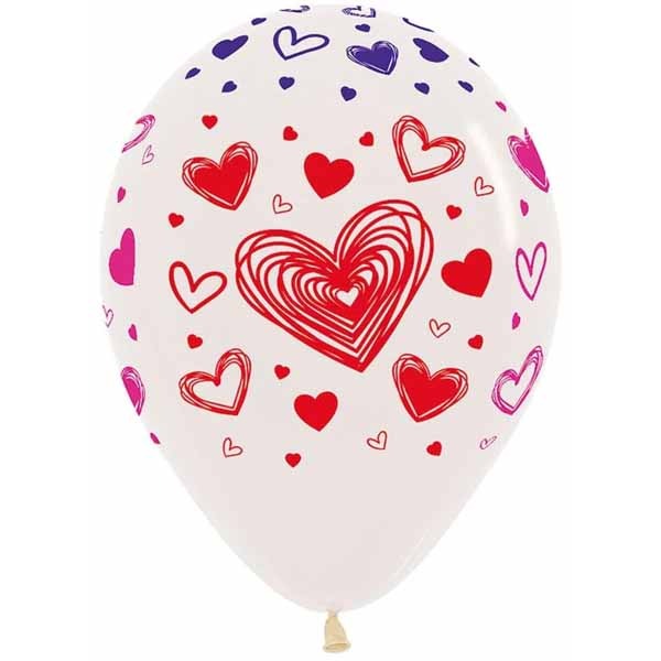 HEARTS CRYSTAL CLEAR 11" SEMPERTEX 50/BG