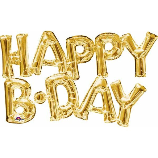Gold HAPPY BDAY Block Letter Foil Balloon
