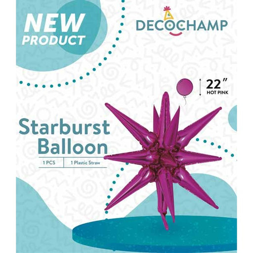 DecoChamp Hot Pink Starburst Foil Balloon, 22 Inch