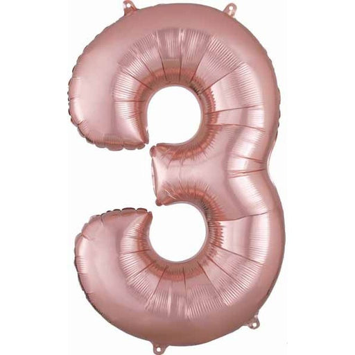 34-Inch Rose Gold Number 3 Balloon