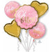Pink Baby Girl Foil Balloon Bouquet, 5 Piece