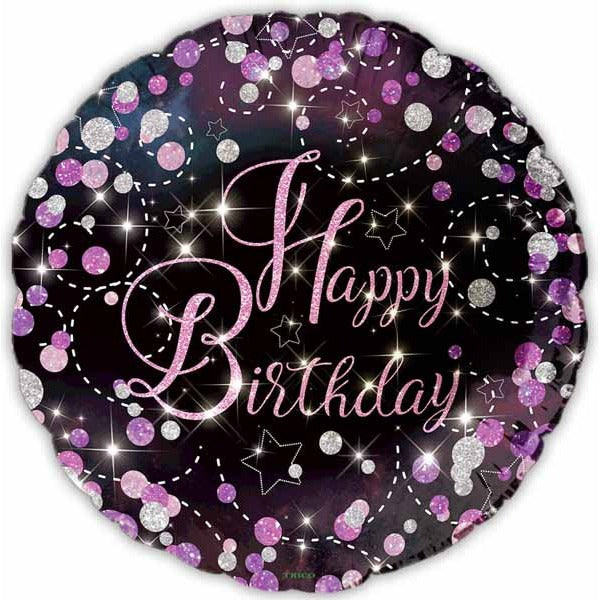 Happy Birthday Pink Dots 18-Inch Foil Balloon