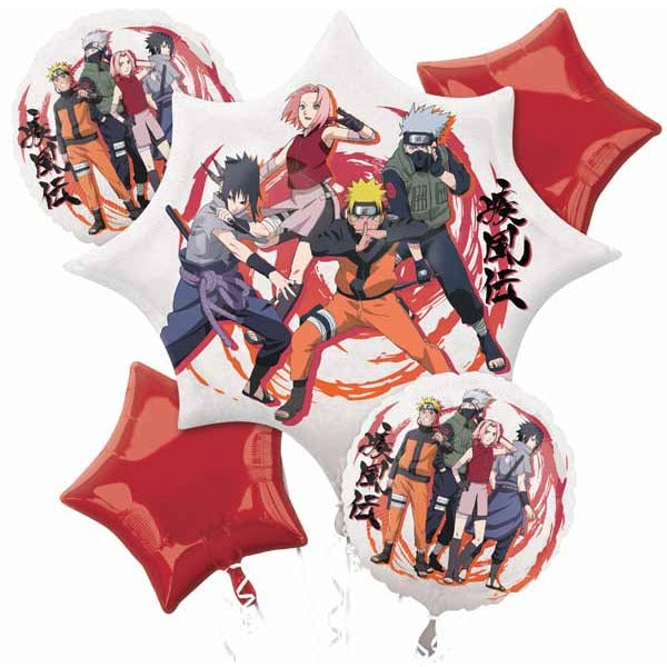 Naruto Foil Balloon Bouquet, 5 Pieces