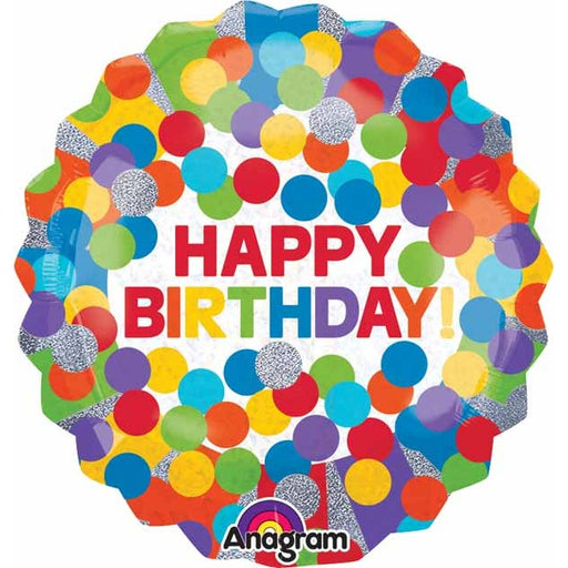 Primary Rainbow Birthday 28 Inch Holographic Foil Balloon