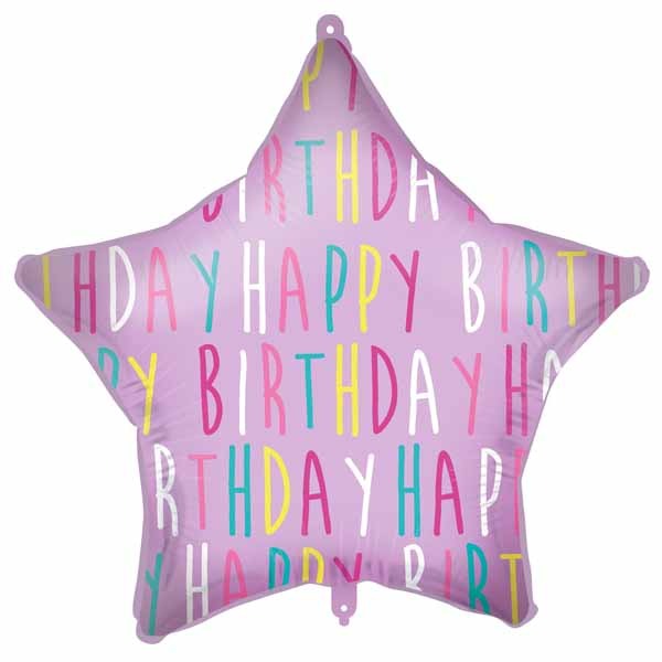 18-Inch Purple Star Happy Birthday Foil Balloon
