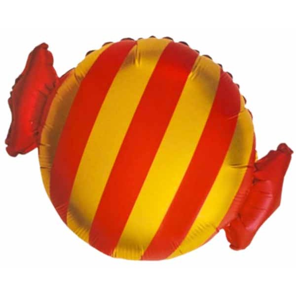 24-Inch Red and Gold Deco Stripe Candy Foil Balloon