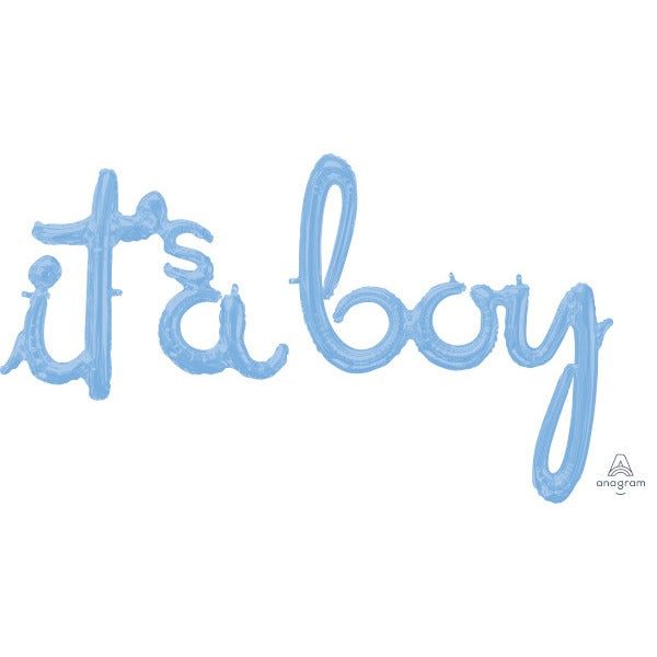 It's a Boy Pastel Blue Script Balloon
