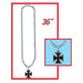 36-Inch Black Chain Necklace with Iron Cross Medallion