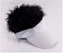 White Novelty Visor with Black Hair