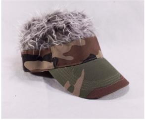 Flair Hair Green Camo Visor with Gray Hair
