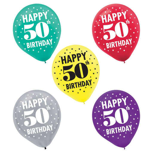 Here's to Your 50th Birthday Printed Balloons (45/Pk)