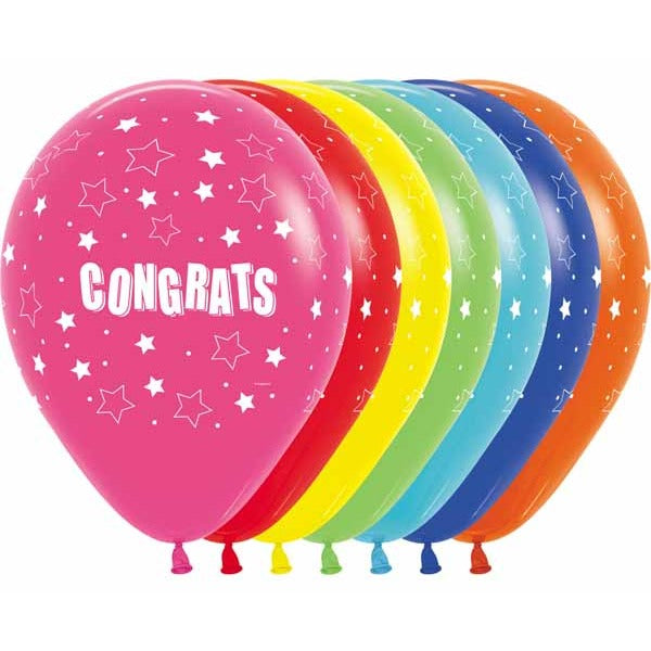 Sempertex Congrats Stars 11-Inch Assorted Latex Balloons, 50 Count