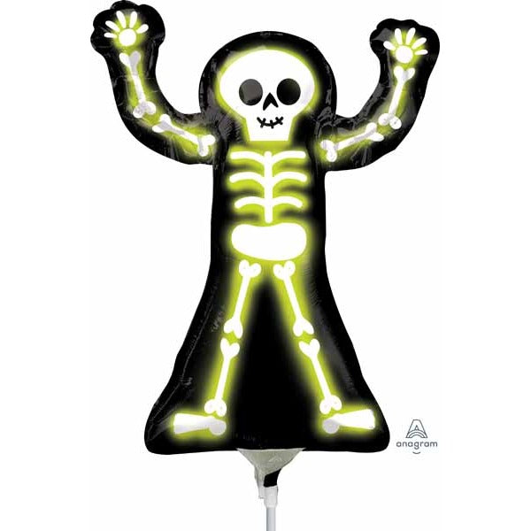 Neon Skelly Mini Shape Halloween Foil Balloon