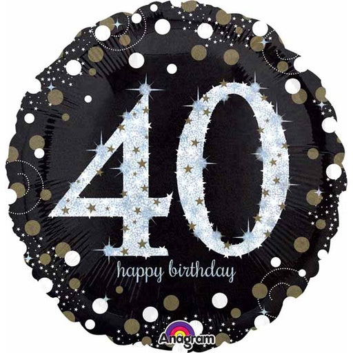 Sparkling 40th Birthday Jumbo Holographic Foil Balloon, 28 Inch