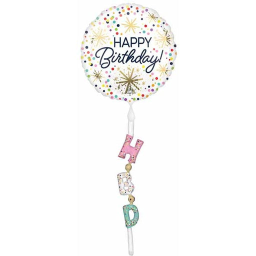 Happy Birthday Confetti Sprinkle AirWalker Foil Balloon, 69 Inch