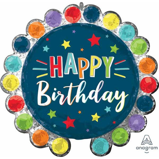 Dot Circle Birthday 26" Shaped Foil Balloon