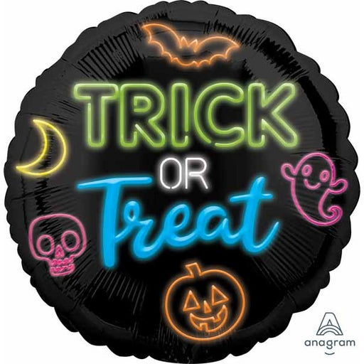 Neon Trick or Treat 18" Round Foil Halloween Balloon