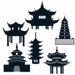 Double-Sided Pagoda Silhouette Decorations