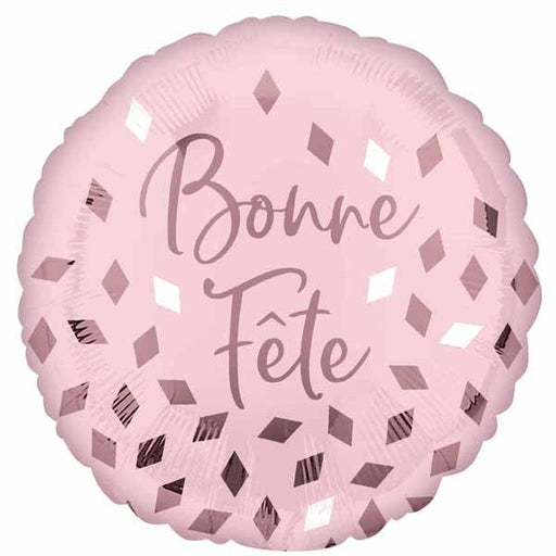 Bonne Fête Blush Round Foil Balloon, 18 Inch