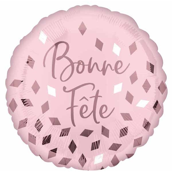 Bonne Fête Blush Round Foil Balloon, 18 Inch