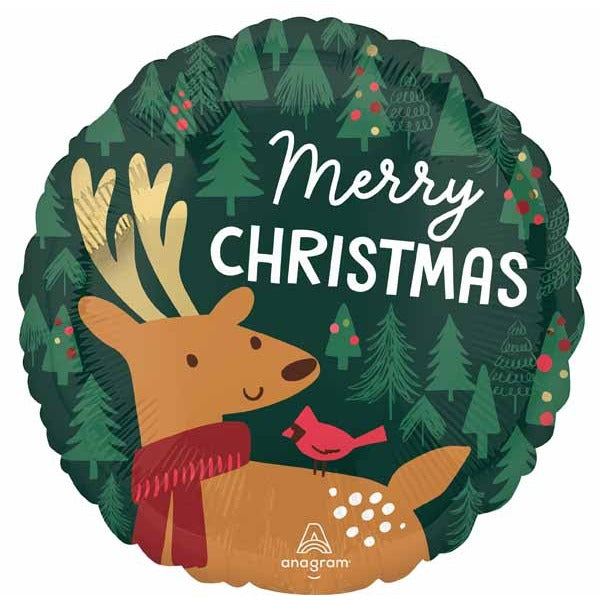 Modern Christmas Reindeer 18 Inch Round Foil Balloon