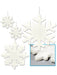 Assorted Christmas Snowflake Hanging Decorations - Fluffy White Ornaments (4/Pk)