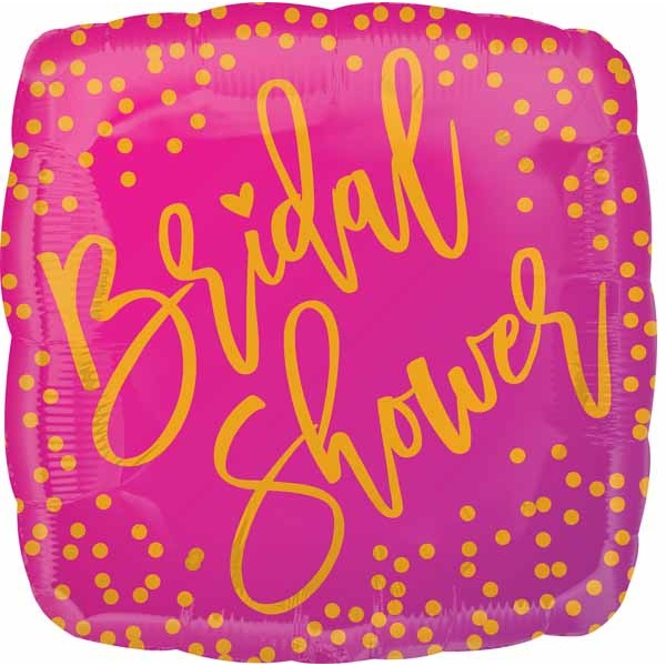 Pink and Gold Bridal Shower 18-Inch Square Foil Balloon