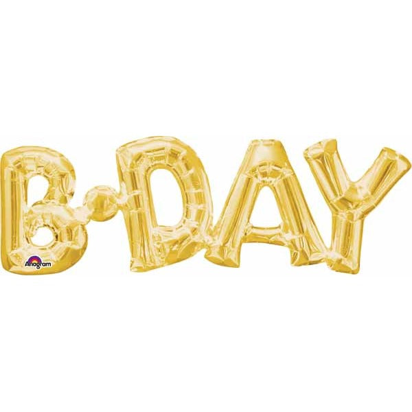 Gold BDAY Block Letter Foil Balloon