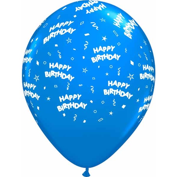 HAPPY BDAY ALL OVER 12" 50/BAG BLUE