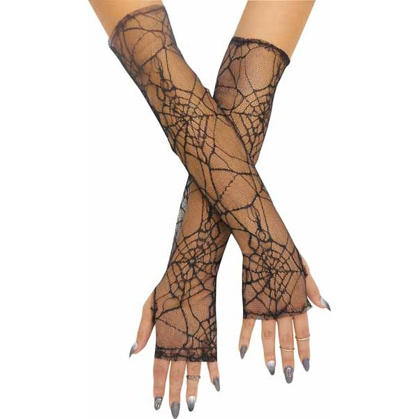 Fingerless Spiderweb Lace Gloves