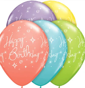 Elegance in Every Balloon 11-Inch Birthday Sparkles & Swirls Sorbet Assortment (50/Pk)