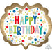 Gold Happy Birthday Marquee Dot Balloon, 25 Inch