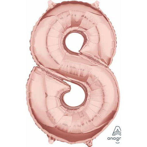 Rose Gold Number 8 Balloon, 16 Inch
