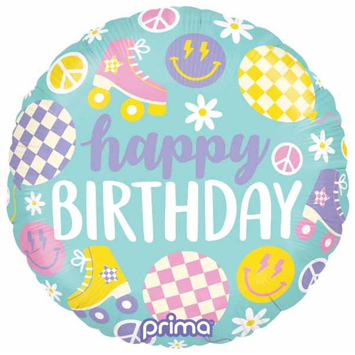 Retro Skates Birthday 18-Inch Round Foil Balloon