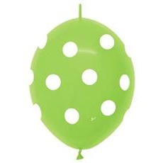 Key Lime Polka Dot Link-O-Loons 12-Inch Latex Balloons, 50-Pack