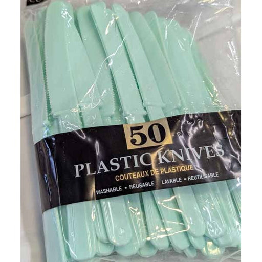 Green Mist Plastic Knives, 50 Count
