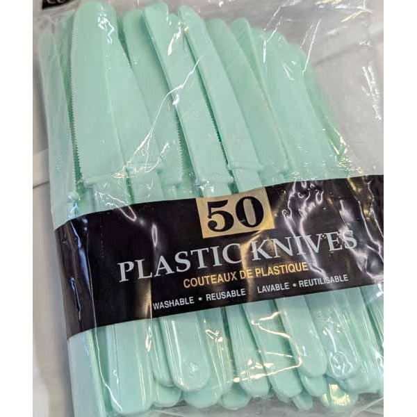 Green Mist Plastic Knives, 50 Count