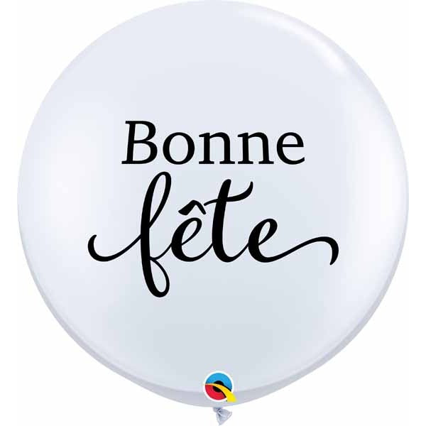 Simply Bonne Fête White 3-Foot Latex Balloons, 2 Count