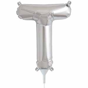 16-Inch Silver Letter T Balloon
