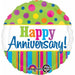 18 Inch Bright Happy Anniversary Round Foil Balloon