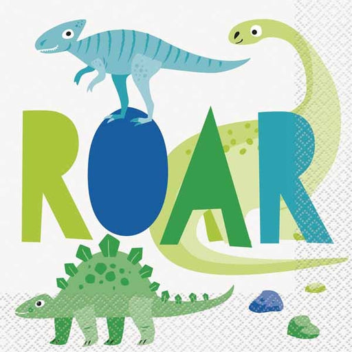 Blue & Green Dinosaur Luncheon Napkins, 16 Pack