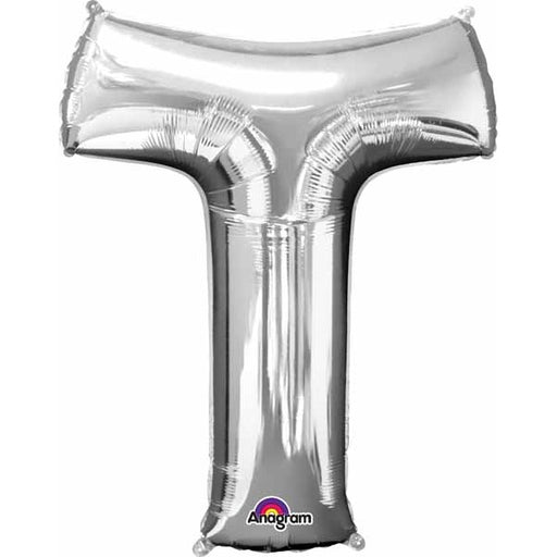 16-Inch Silver Letter T Foil Balloon