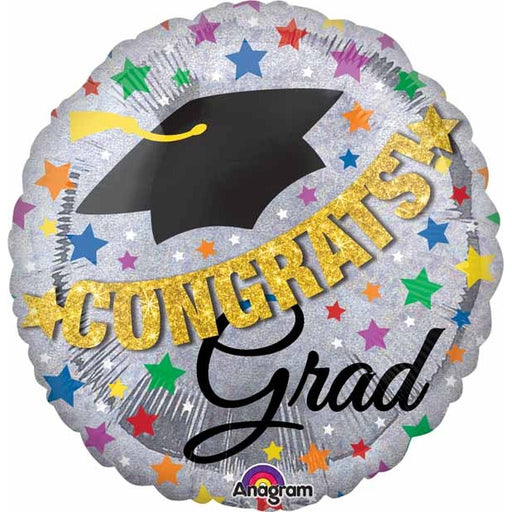 32-Inch Congrats Grad Jumbo Holographic Foil Balloon