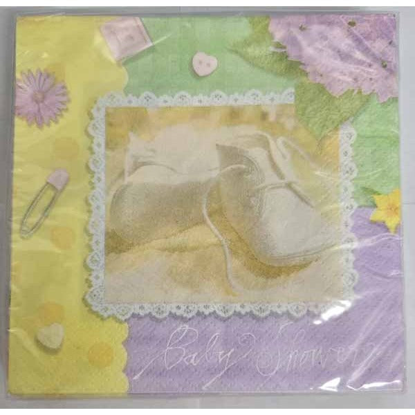 Pitter Patter Baby Shower Beverage Napkins, 16 Count